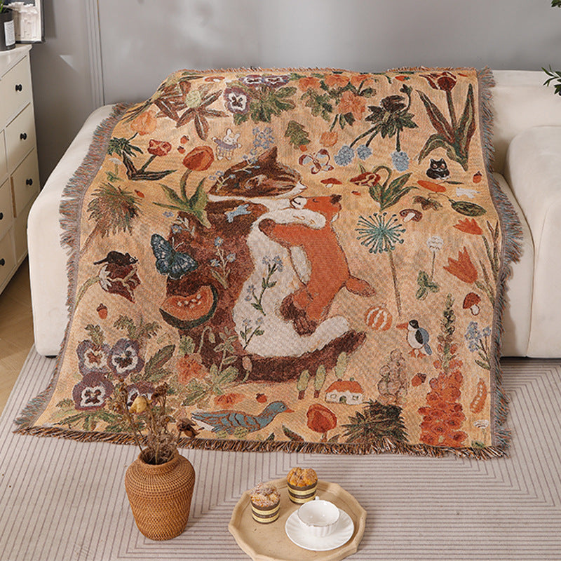 Cartoon Floral Tapestry Blanket