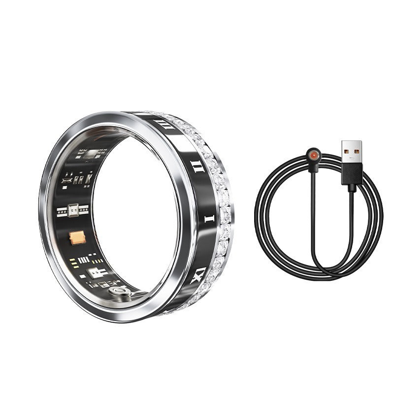 Rhinestone Smart Fitness Ring with Health Tracking