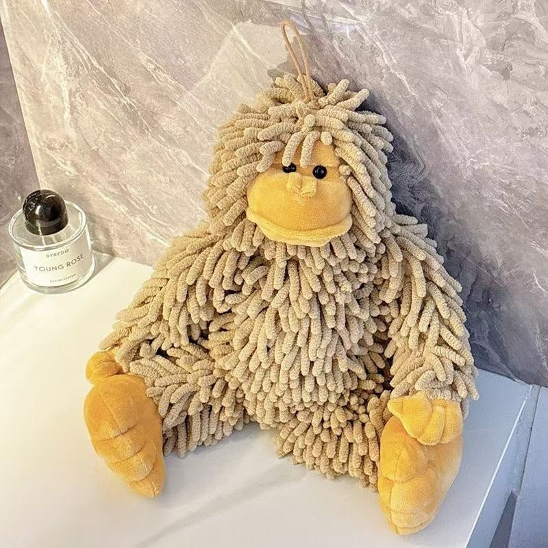 Cute 3D Chenille Doll Hand-Wiping Ball Super Absorbent Hanging Towel for Kitchen Bathroom