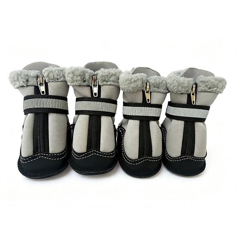 Winter Velvet Dog Shoes Reflective Non-Slip