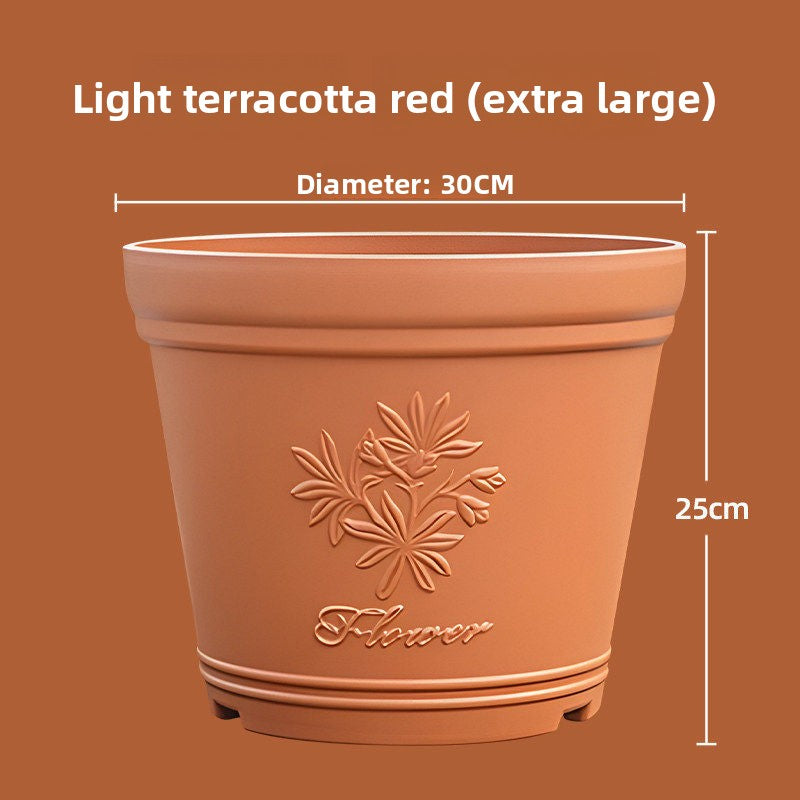 Embossed Imitation Ceramic Resin Flower Pot