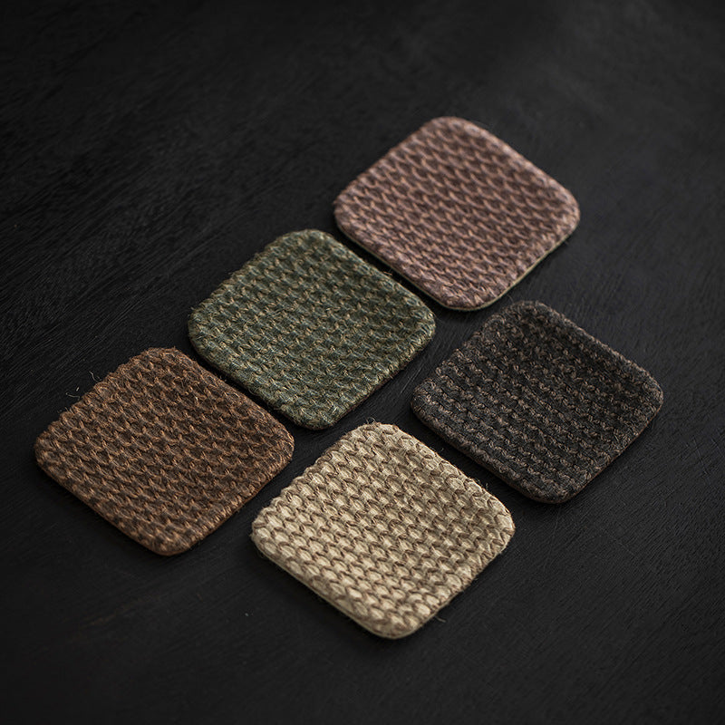 Handmade Plant-Dyed Reversible Linen Tea Coasters