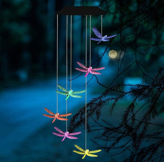Solar butterfly wind chime lamp