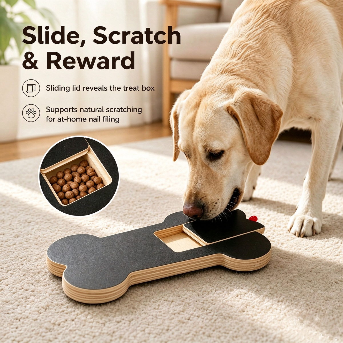 Bone Shaped Wooden Dog Scratch Board
