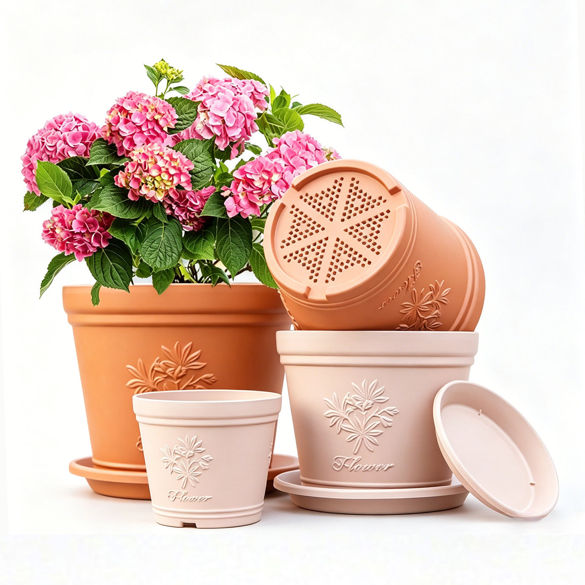 Embossed Imitation Ceramic Resin Flower Pot