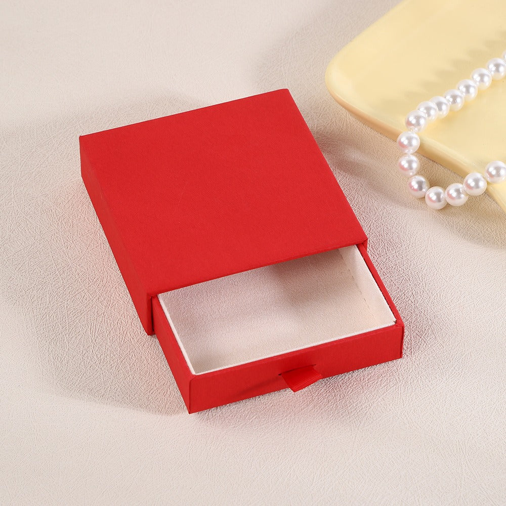 Solid Color Drawer Jewelry Storage Box with Velvet Lining for Earrings Rings Necklaces