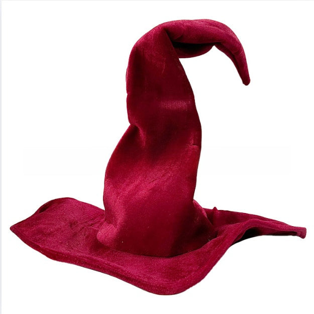 Velvet Witch Hat with Decorations for Halloween Party Costume Accessory