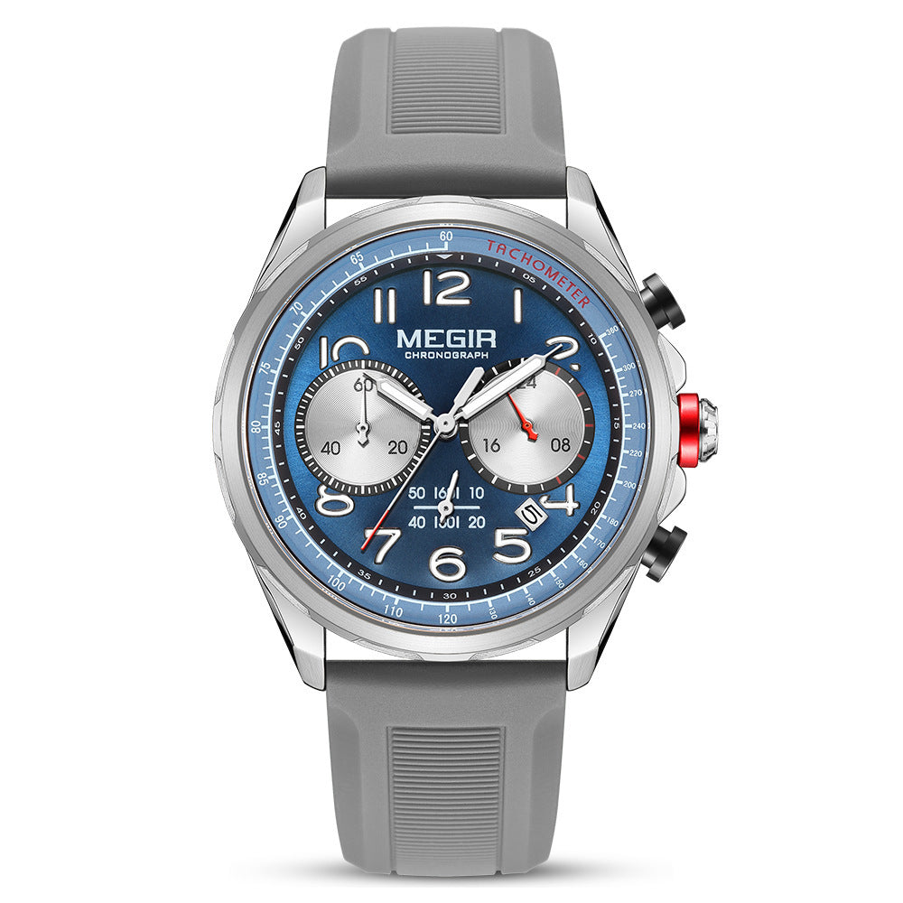Men's Sport Chronograph Watch with Silicone Strap