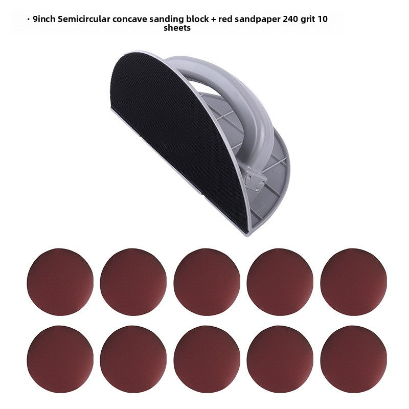 Semi-Circular Corner Sandpaper Holder with Self-Adhesive Base