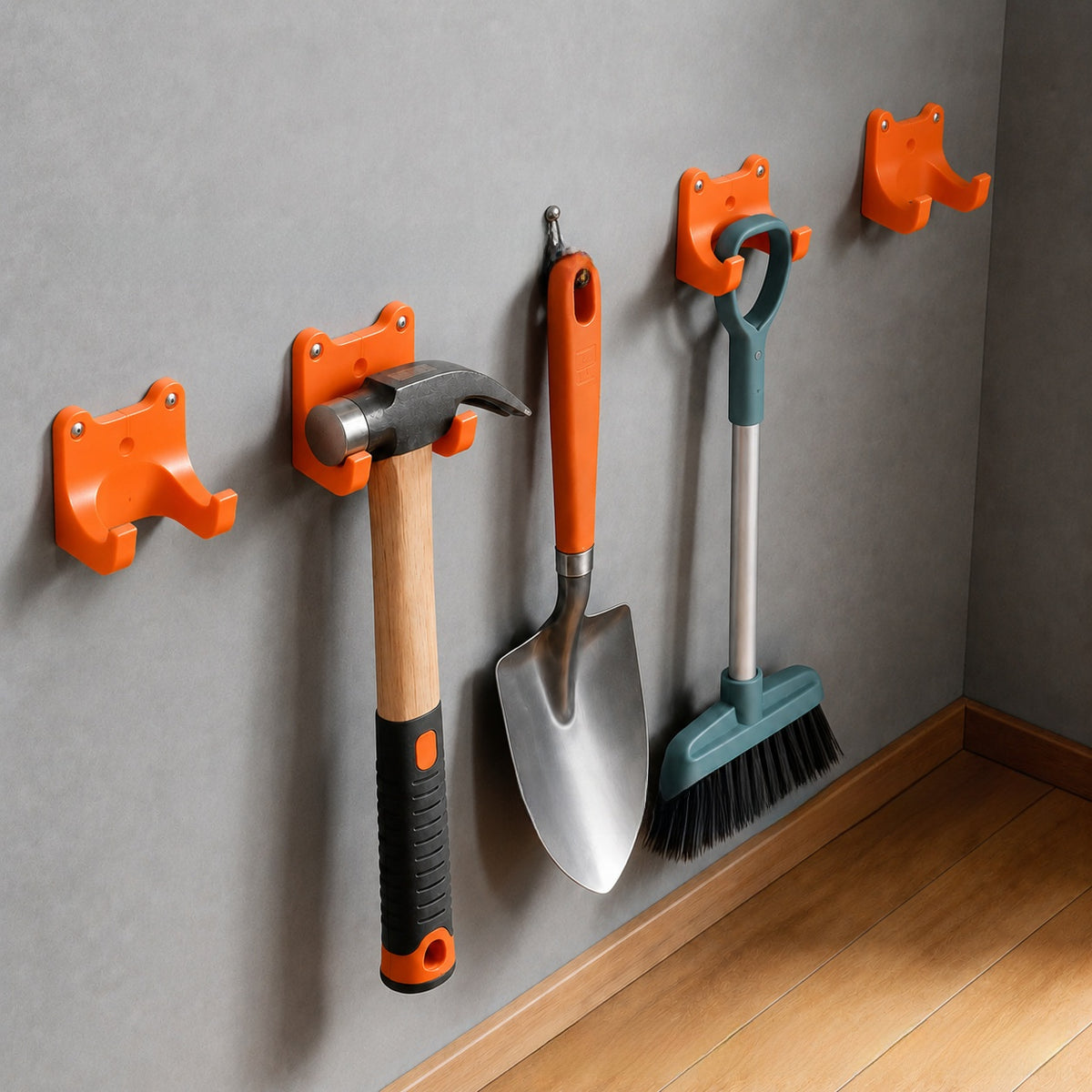Gardening Tool Storage Rack Plastic Mop Hanger Garage Hook