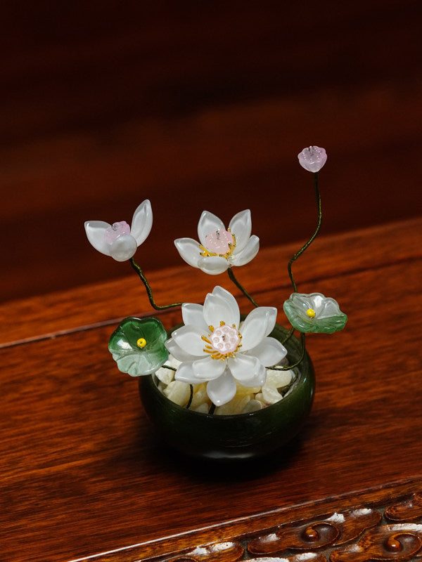 Glazed Petal Ceramic Flower Pot Ornaments