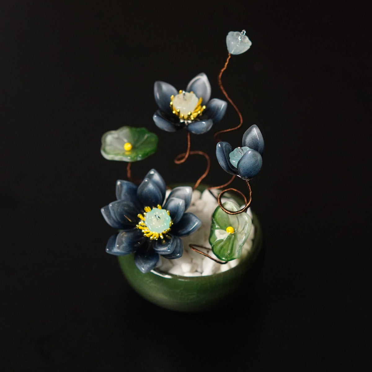 Glazed Petal Ceramic Flower Pot Ornaments