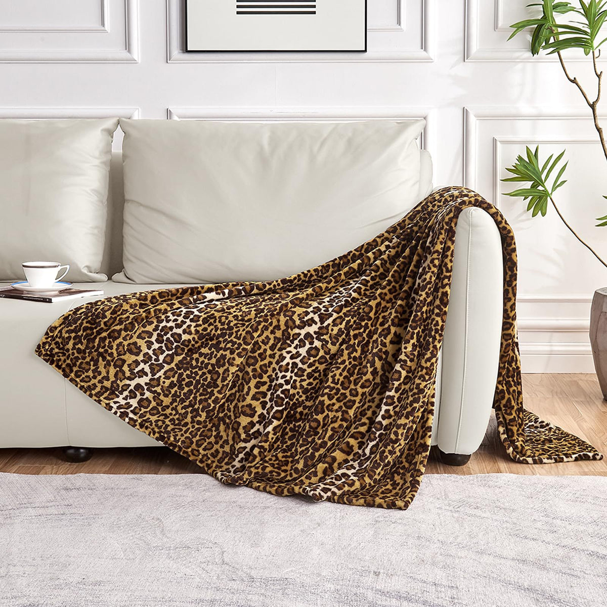 Custom Digital Print Classic Leopard Pattern Flannel Blanket