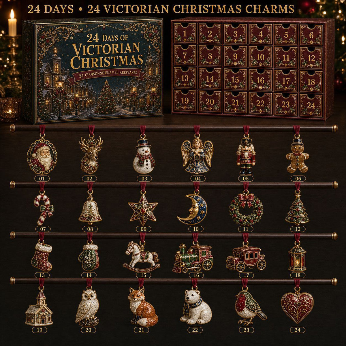 Christmas Advent Calendar Acrylic Blind Box Decoration Collectible Toy