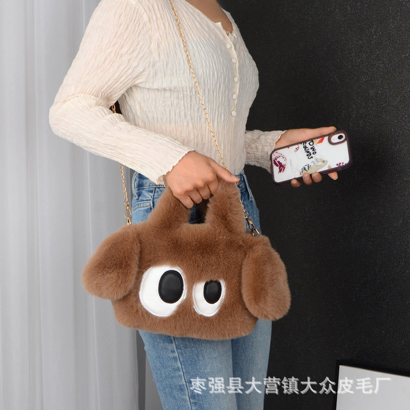Big-eyed puppy plush bag for women
