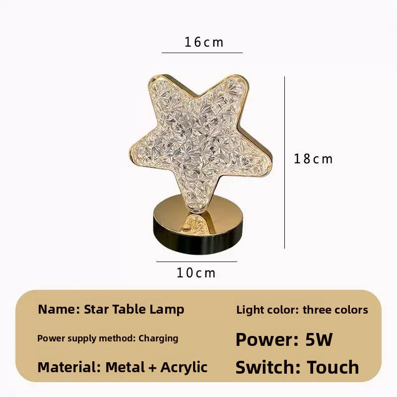Rechargeable Touch Control Table Lamp with Crystal Design