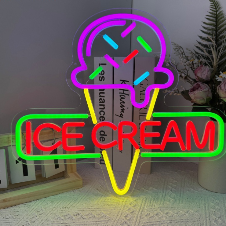 Ice Cream Shaped LED Neon Light Wall Mounted Decor Sign