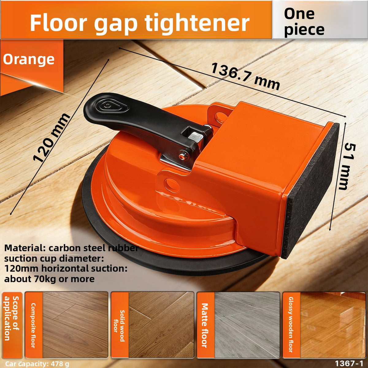 Floor Gap Tightener with Suction Cup for Wood and Tile Repair