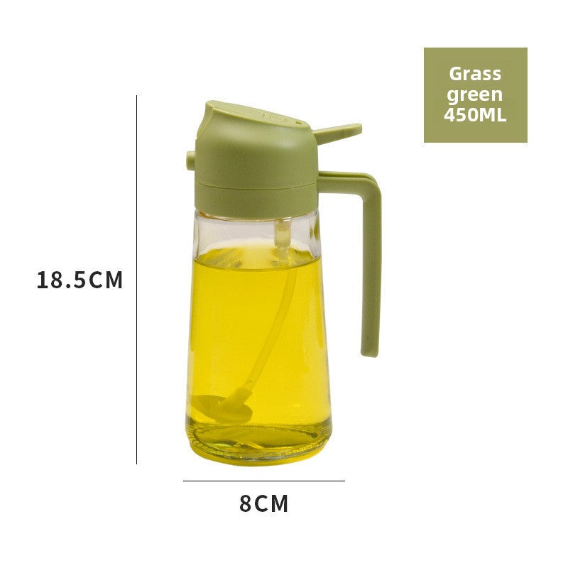 Spray the oil can over the glass