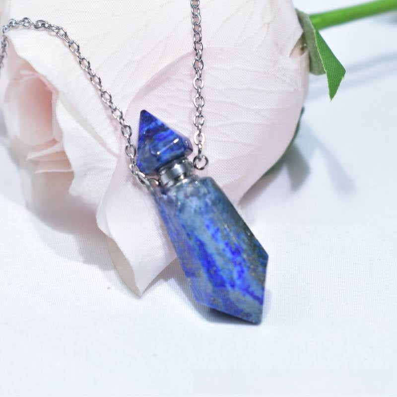 Natural Crystal Hexagonal Perfume Bottle Pendant