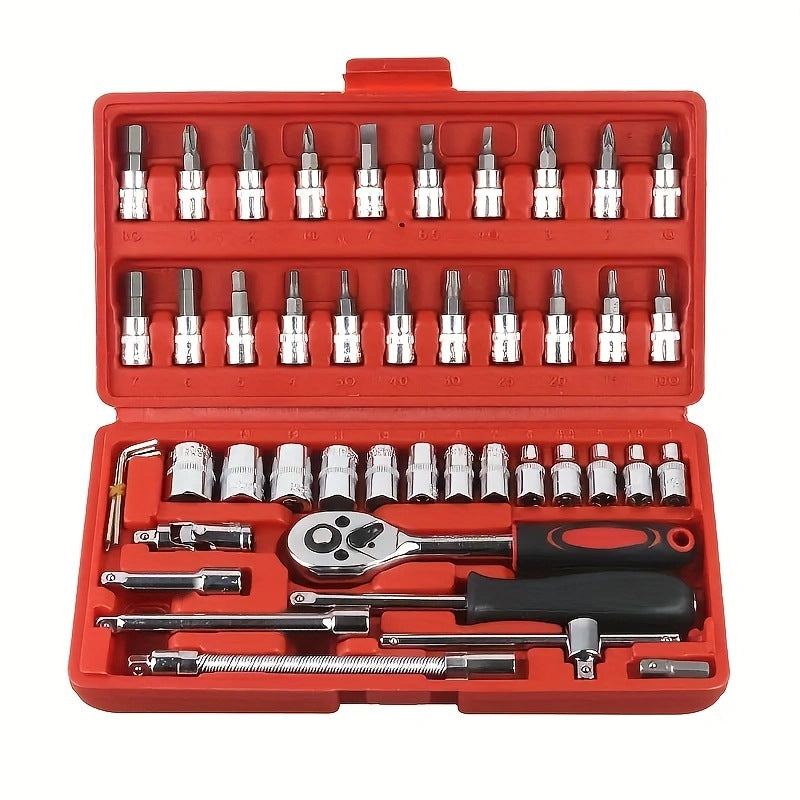 6-piece auto repair combination ratchet wrench toolbox