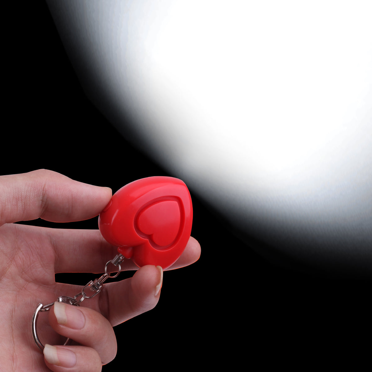 Heart-Shaped 125dB Personal Security Alarm Keychain with LED Light