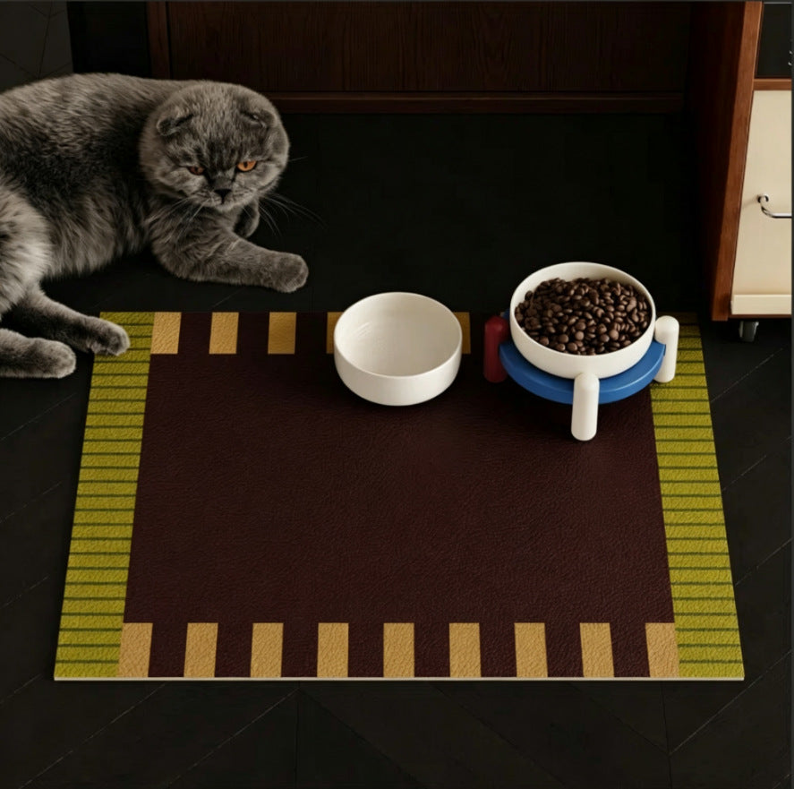 Cat and dog pet feeding placemat waterproof leather mat