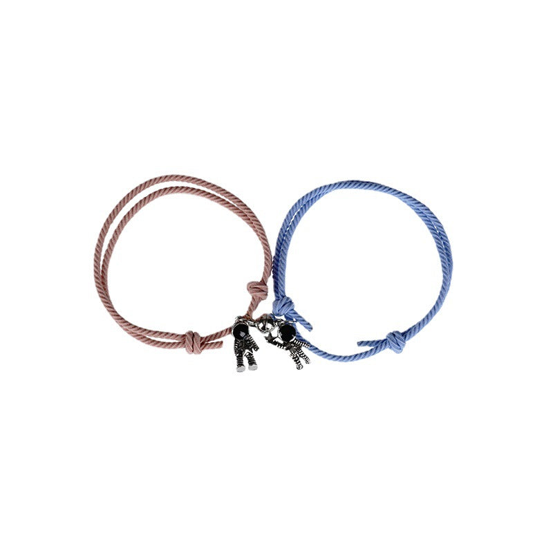 Couple Magnetic Astronaut Charm Elastic Bracelet Set Gift