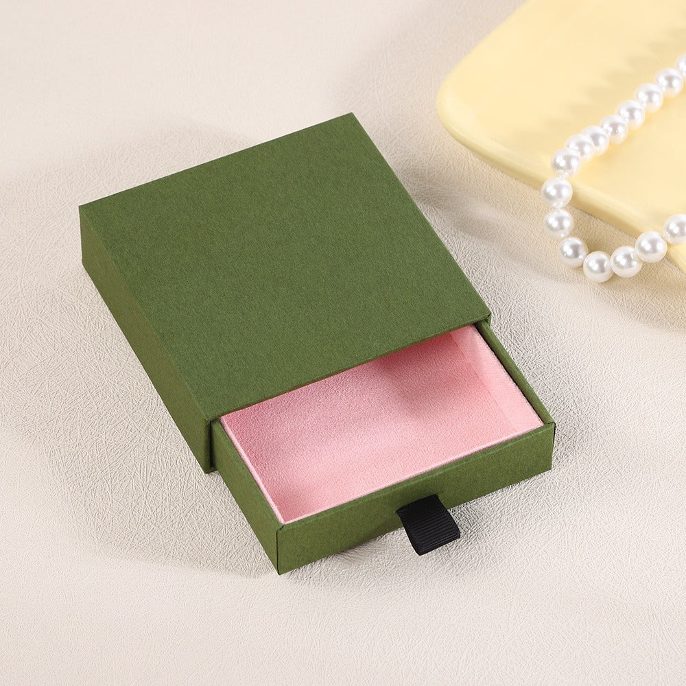 Solid Color Drawer Jewelry Storage Box with Velvet Lining for Earrings Rings Necklaces