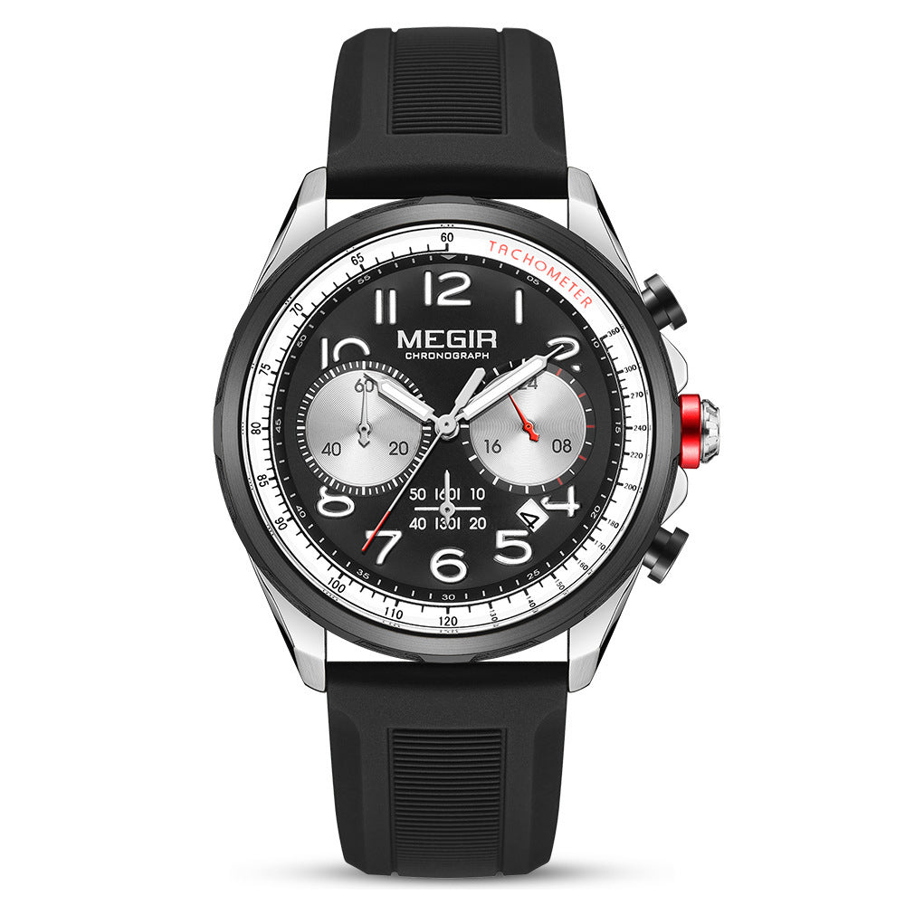 Men's Sport Chronograph Watch with Silicone Strap