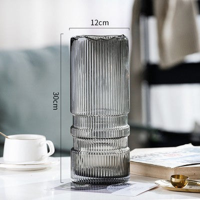 Thickened Smoky Gray Glass Flower Vase