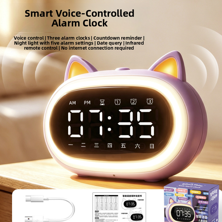 Smart Voice Electronic Alarm Clock with Night Light