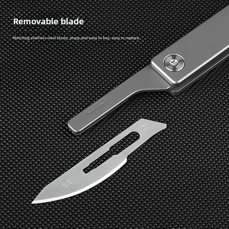 Titanium Alloy Folding Utility Knife with Replaceable Blades