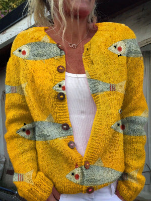 Christmas sweater vintage round-neck cardigan