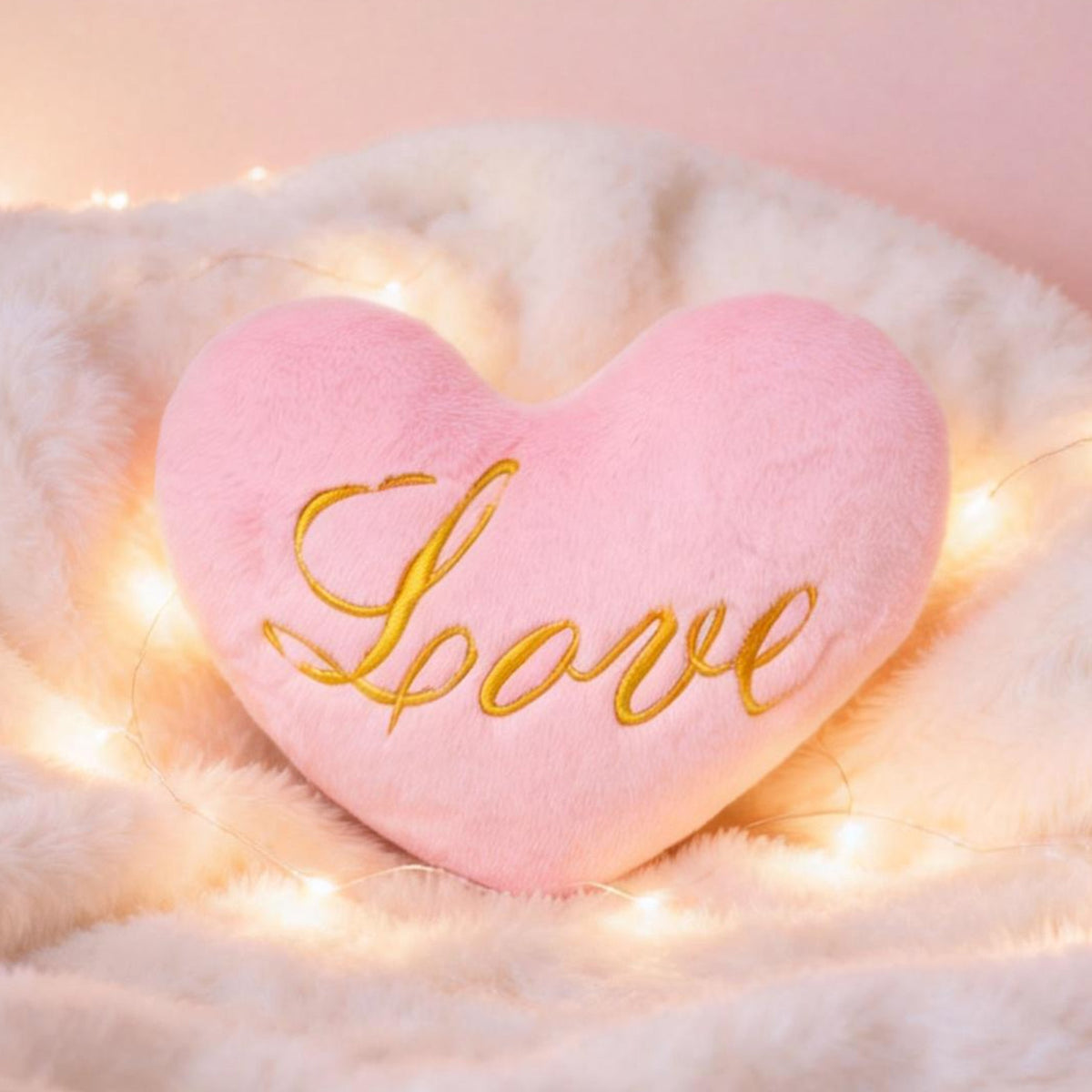 Creative heart-shaped faux rabbit fur throw pillow cushion