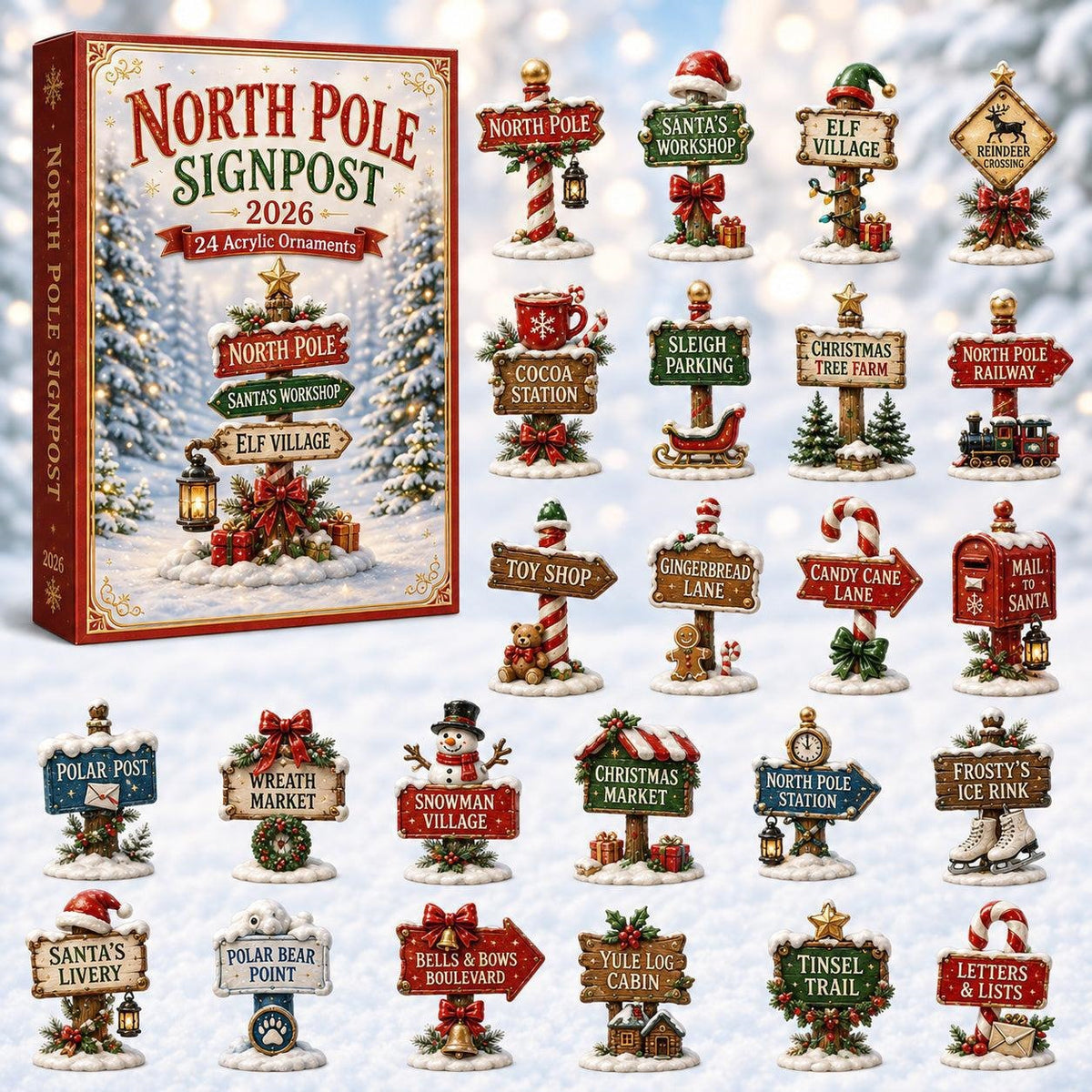 Christmas Advent Calendar Acrylic Blind Box Decoration Collectible Toy