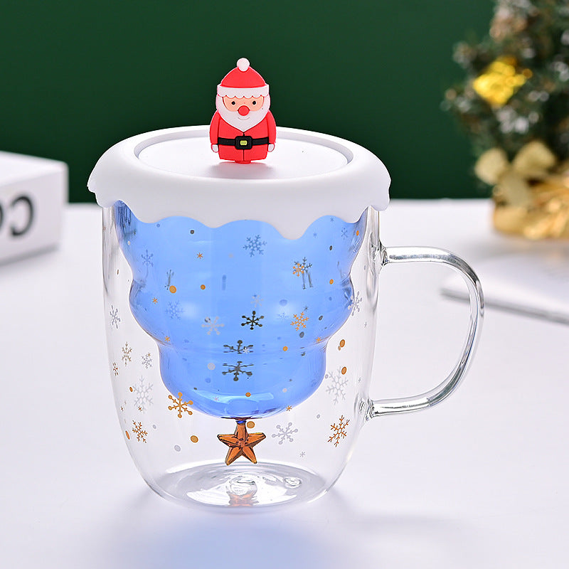 Double-Wall Borosilicate Glass Christmas Cup with Lid