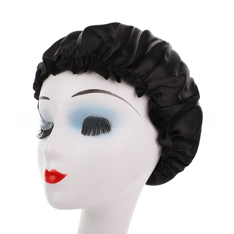 Womens Satin Nightcap Shower Cap Hair Care Cap Adjustable Dome Hat