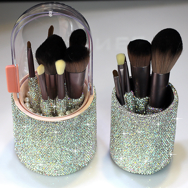 12-Piece Diamond Makeup Brush Set with Rhinestone Handles