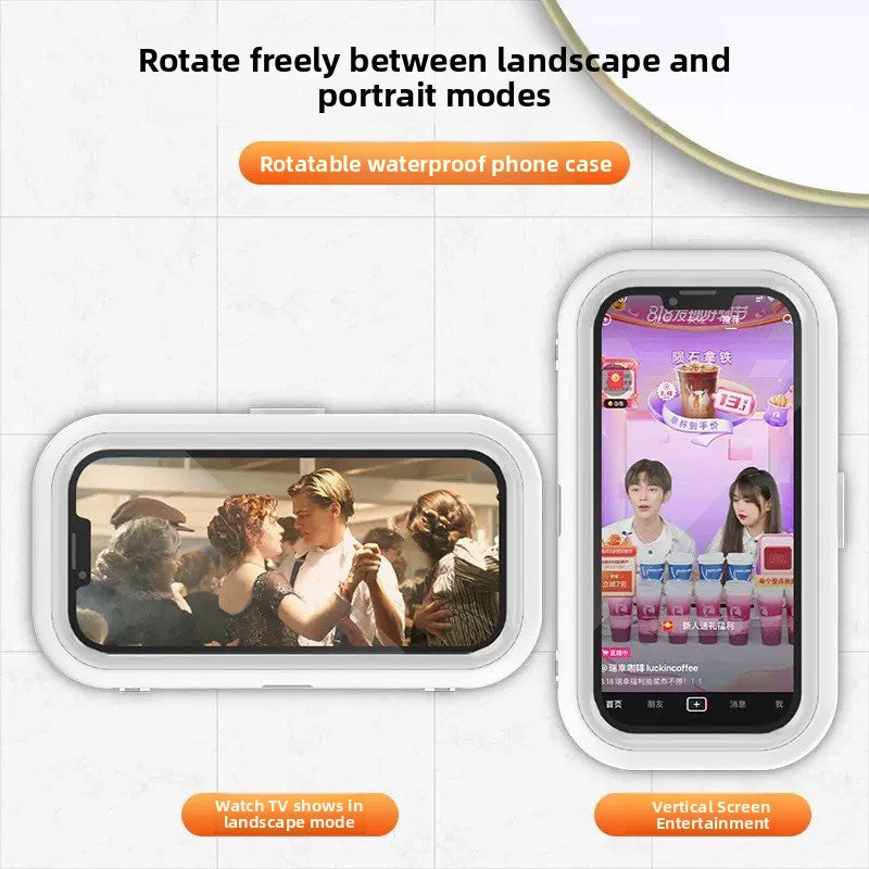 360° Rotatable Waterproof Wall-Mounted Phone Holder with Telescopic Stand