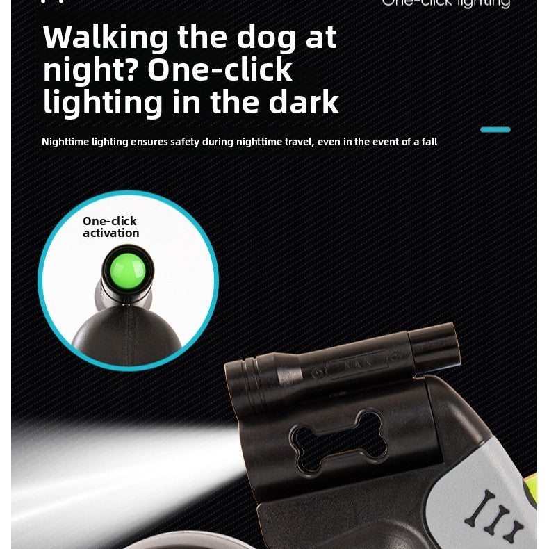 Automatic Retractable Dual Dog Leash with Light