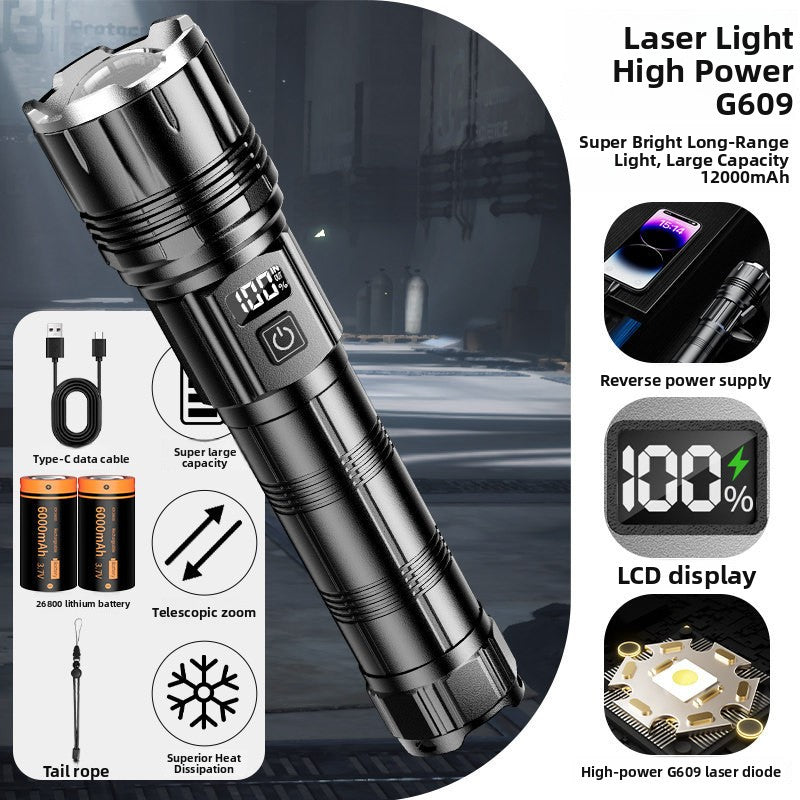 Rechargeable LED Flashlight with LCD Display
