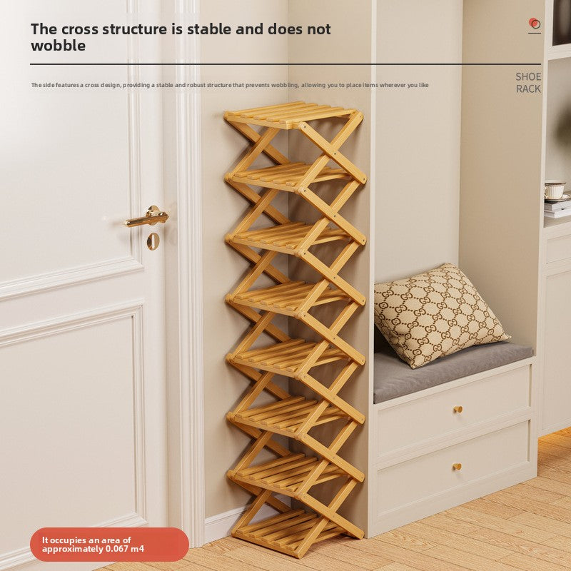Foldable Bamboo Shoe Rack
