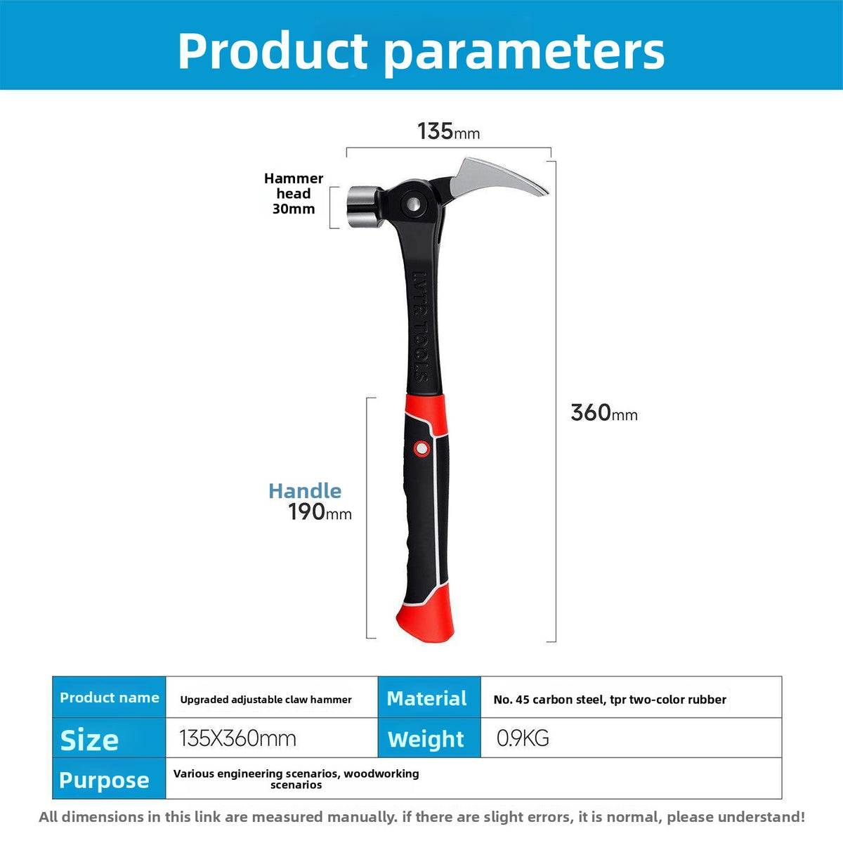 Multifunctional Forged Steel Claw Hammer