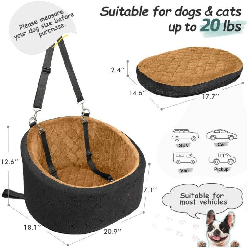 Portable Plush Dog Car Seat Nest Washable Pet Carrier