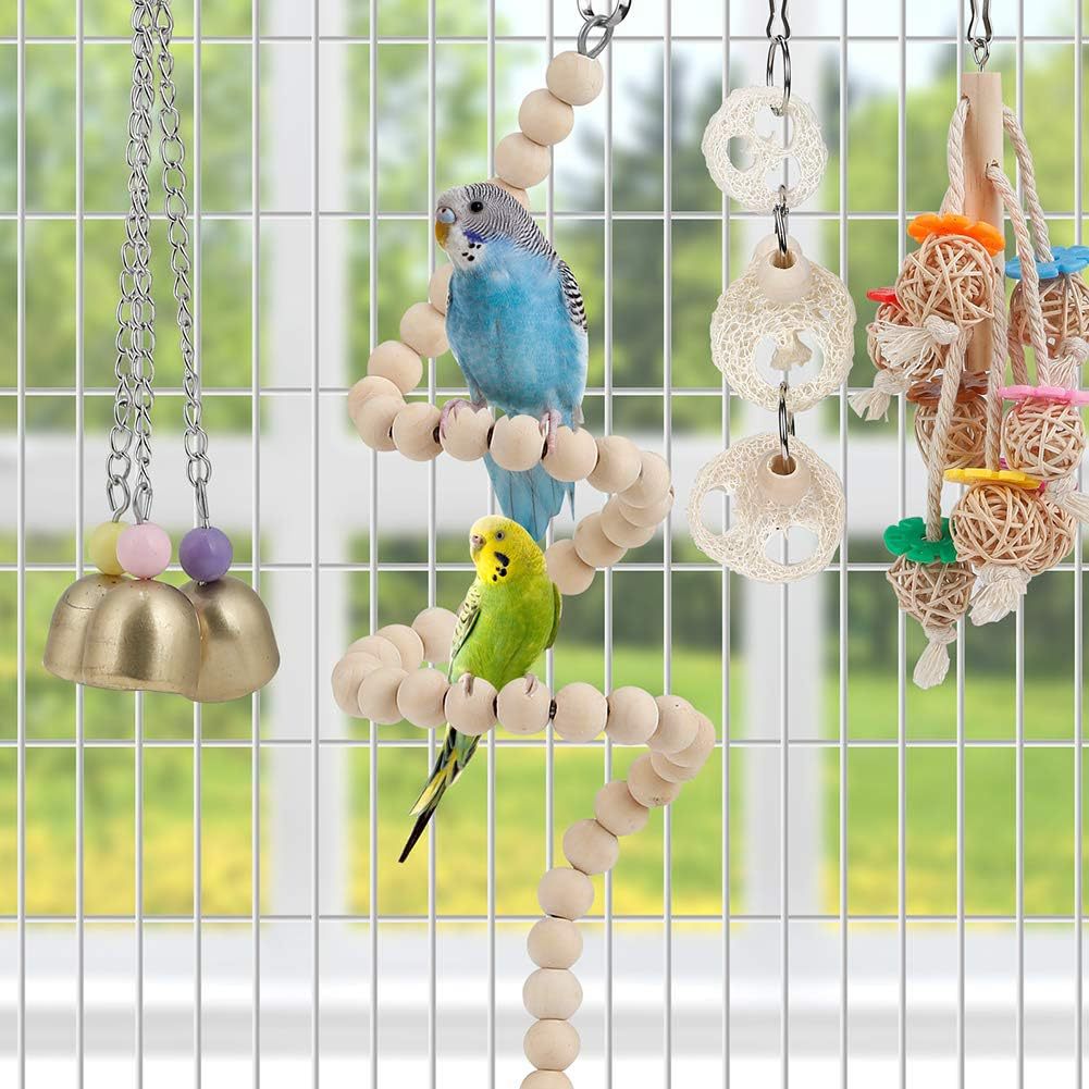 Wooden Bird Toy Set with Stairs and Swing