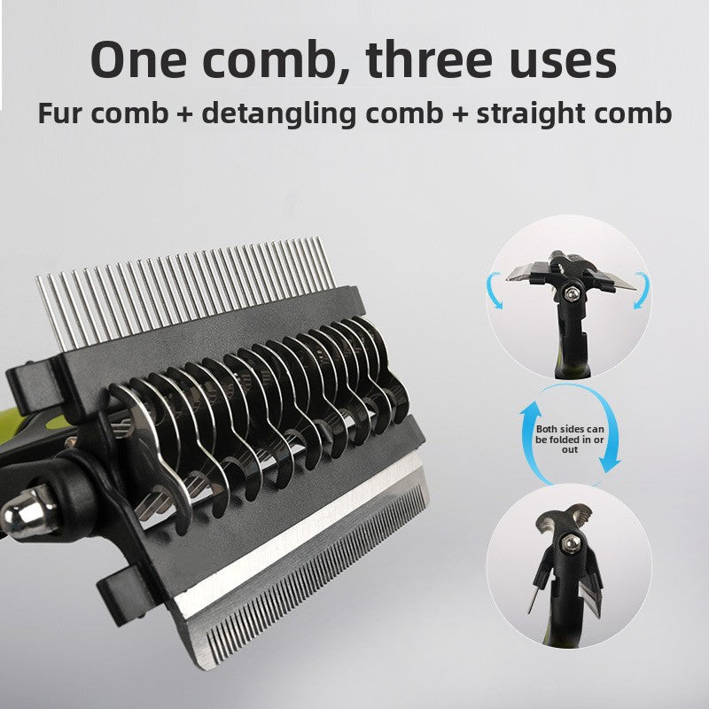 Pet Comb Three-in-One Detangling Grooming Tool for Dogs and Cats
