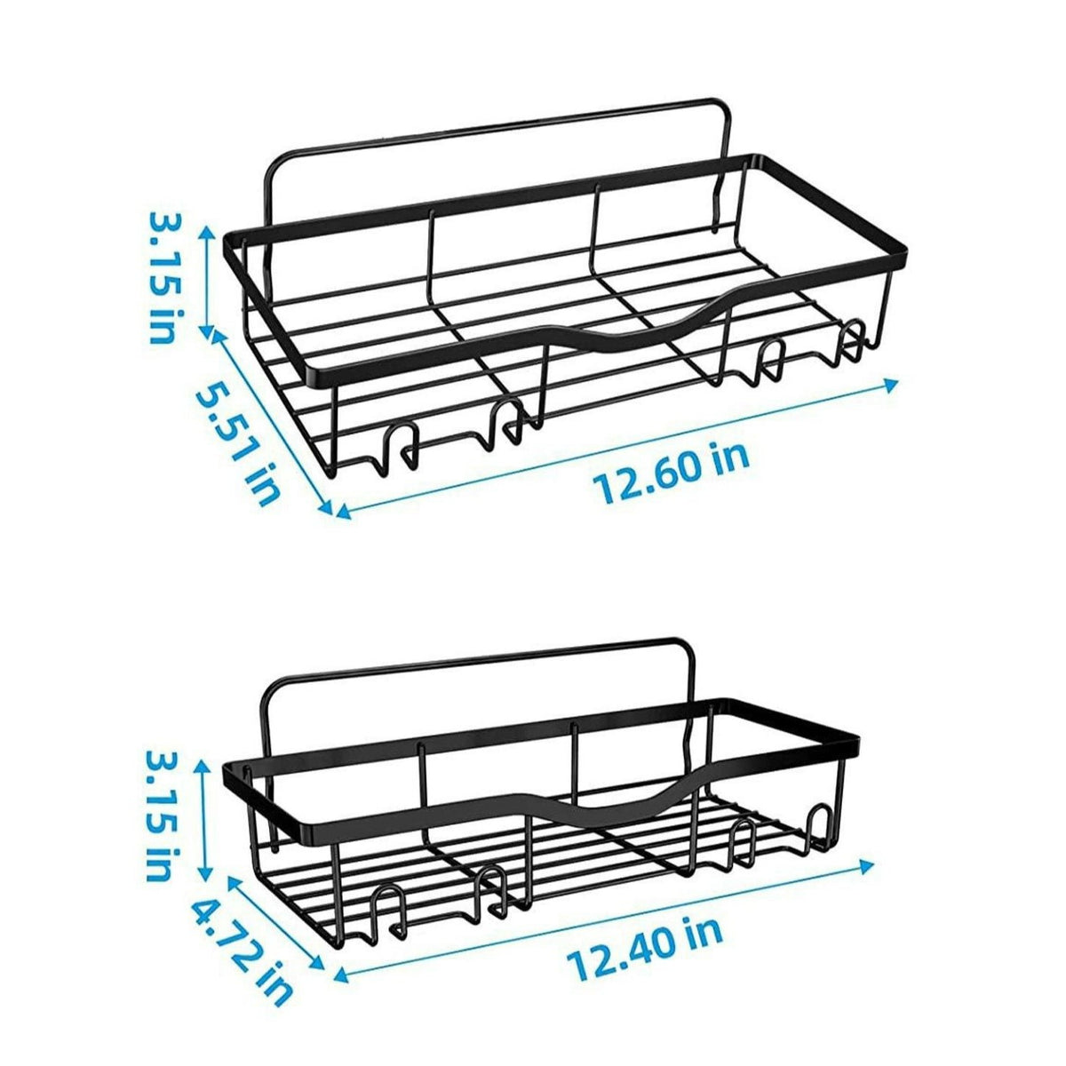 Iron Bathroom Storage Rack with No-Drill Mounting