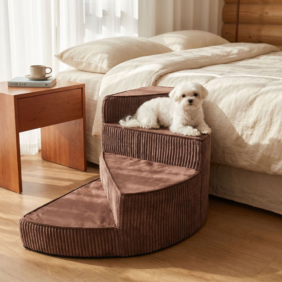 Rotatable Pet Stairs with Removable Washable Cover