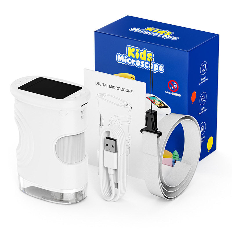Children's Handheld Digital Microscope 2inch Screen High-Definition Portable Magnifier for Teaching Observation